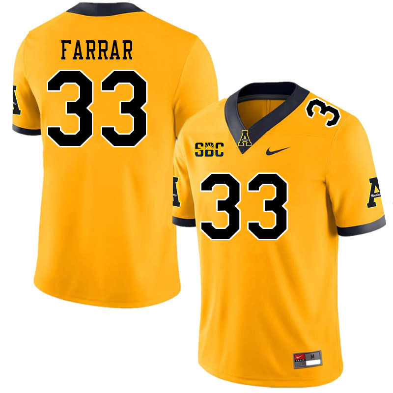 Men #33 Derrell Farrar Appalachian State Mountaineers College Football Jerseys Stitched Sale-Gold